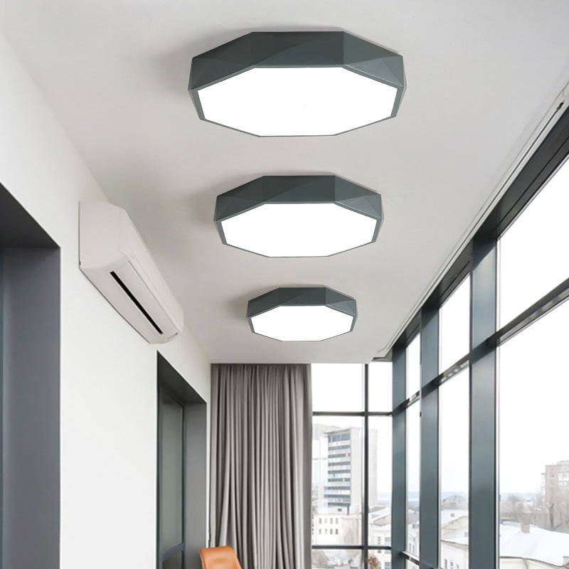 Flush Mount Ceiling Light — faceted iron and acrylic shade | Casa Norex