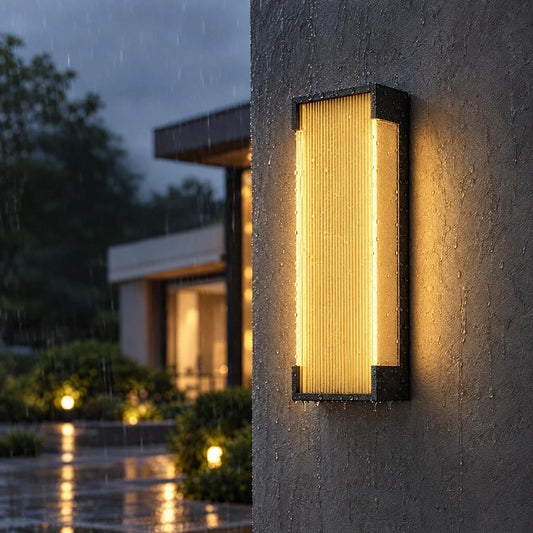 Hollis Fluted Black Outdoor Wall Sconce