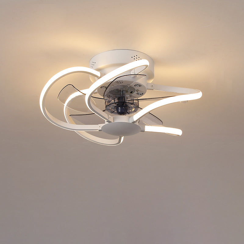 Modern Creative Cage LED Semi-Flush Mount Ceiling Fan Light
