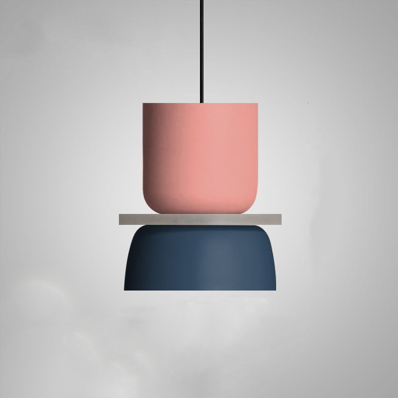 Close-up of two-tone metal shade on macaron pendant light | Casa Norex