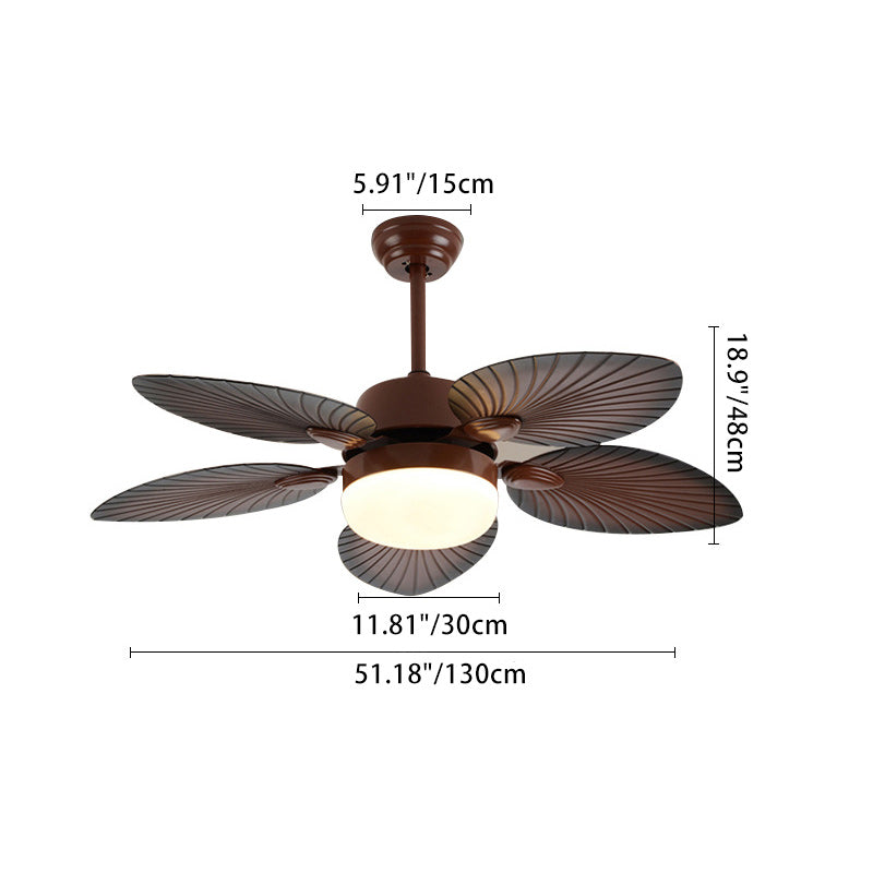 Banana leaf ceiling fan light in interior setting — palm-frond blade silhouette | Casa Norex