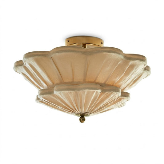 Calyra flush mount in bedroom - romantic pleated linen glow - Casa Norex