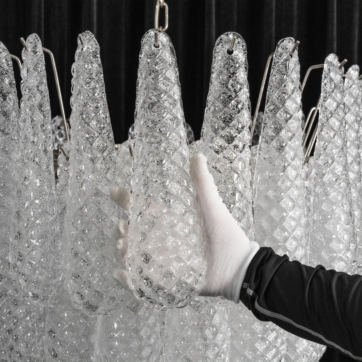 Murano White Glass Dewdrop Chandelier
