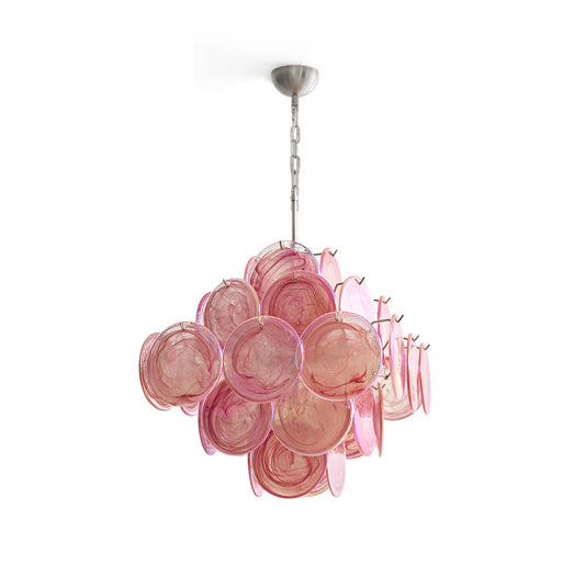 Ellie Pink Disc Murano Chandelier