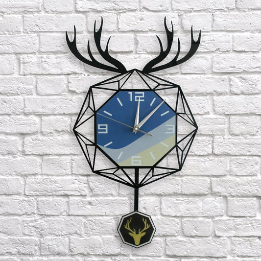 Deer Horn Pendulum Wall Clock rear-hook mounting hardware | Casa Norex