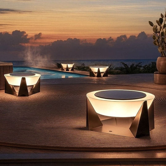 Solar outdoor lantern in garden setting — warm ambient glow | Casa Norex