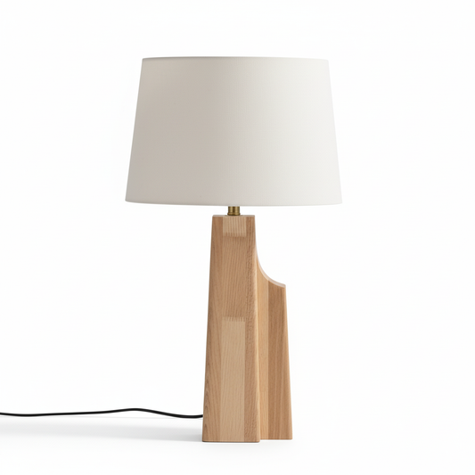 Lunet wood table lamp in bedroom - natural warmth - Casa Norex