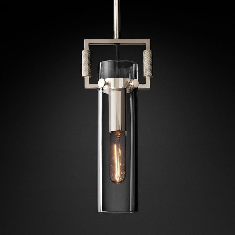 Machinist glass cylinder pendant polished nickel finish — Casa Norex