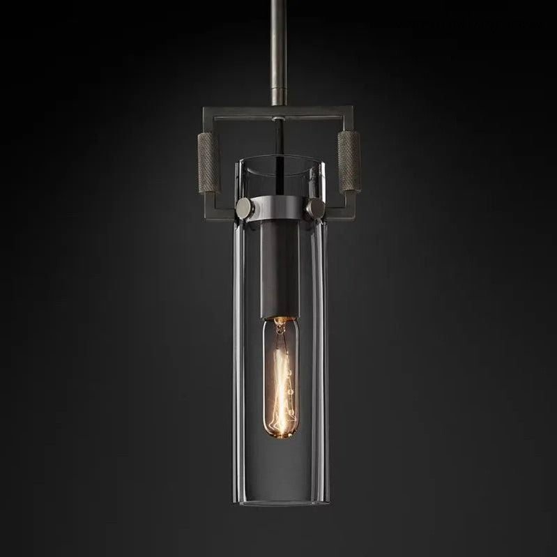 Close-up of exposed Edison filament on Machinist glass pendant | Casa Norex
