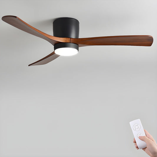 Ceiling fan light in modern living room — wood blades | Casa Norex