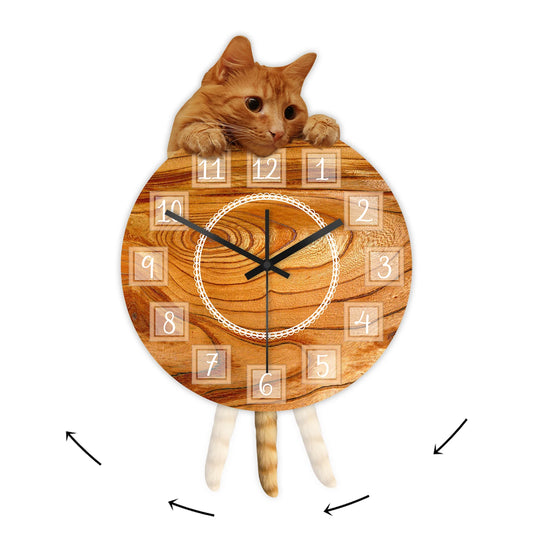 Tiger Cat Pendulum Wall Clock close-up of the swinging tail | Casa Norex