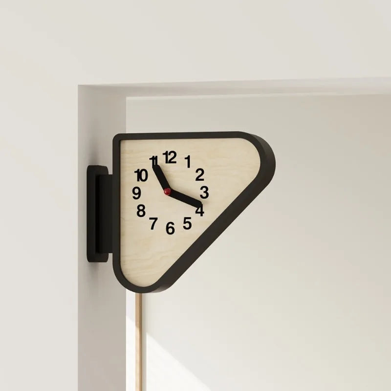 Triangular Corner Wall Clock double-sided view — Casa Norex
