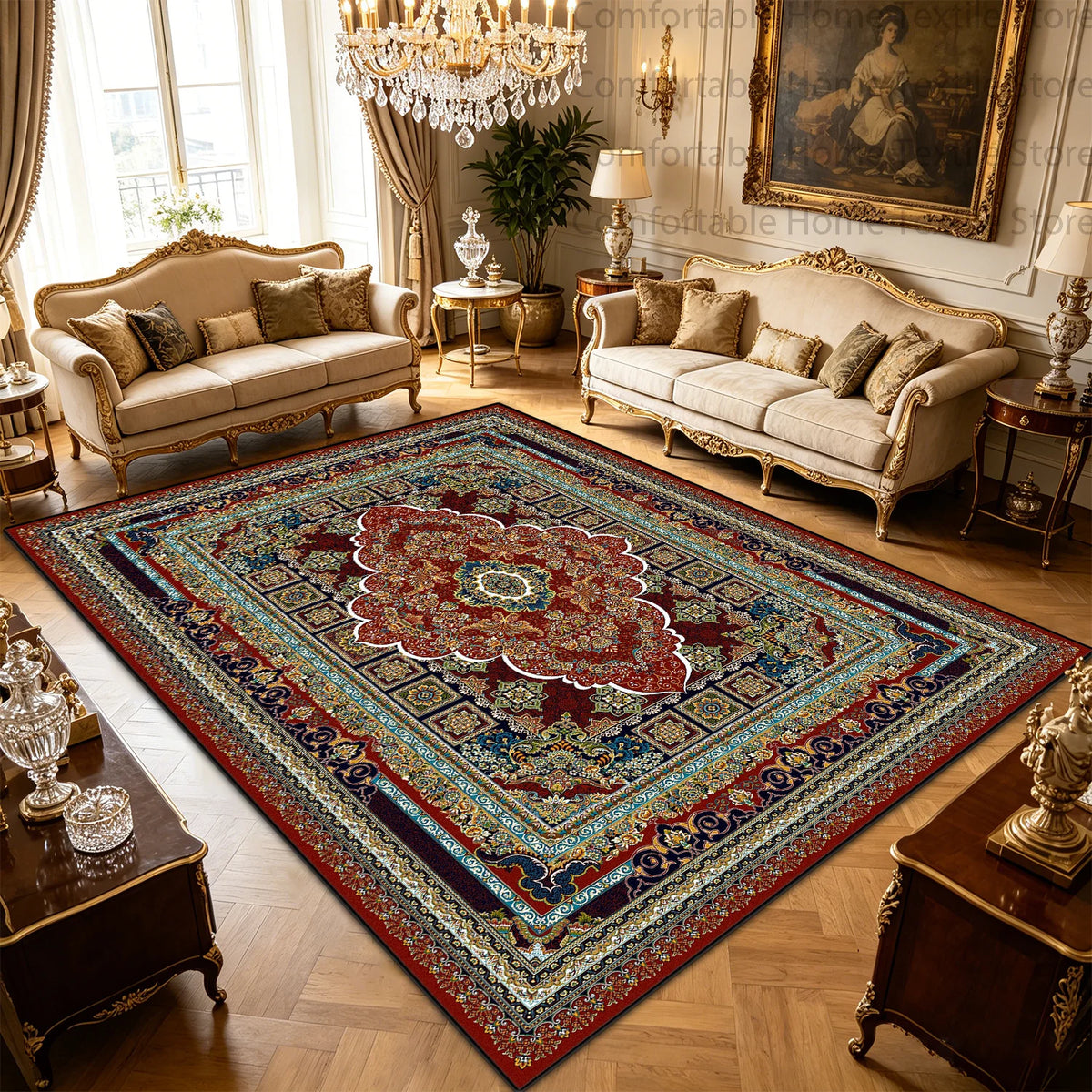 Short-velvet Persian rug in dining room setting | Casa Norex