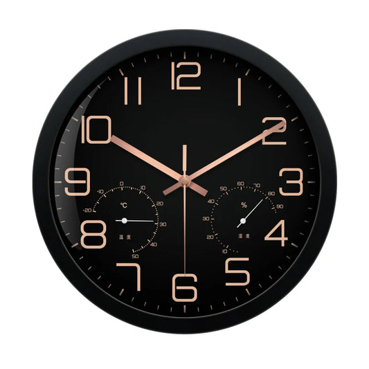 Temperature Humidity Wall Clock Dark Blue finish close-up | Casa Norex
