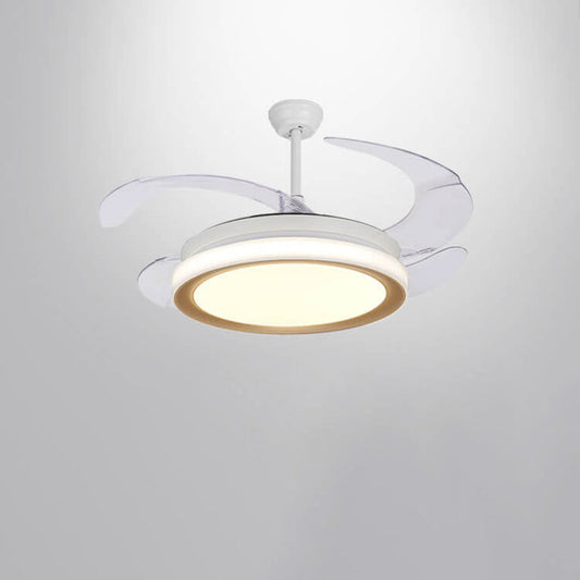 Nordic Invisible Fan Round Design LED Downrods Ceiling Fan Light