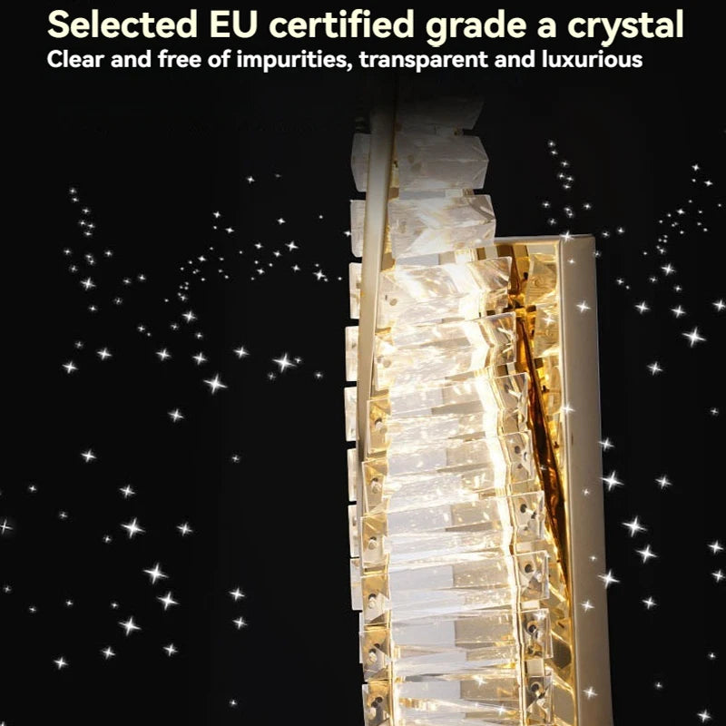 Close-up of gold frame on Milano Crystal Linear Sconce — Casa Norex
