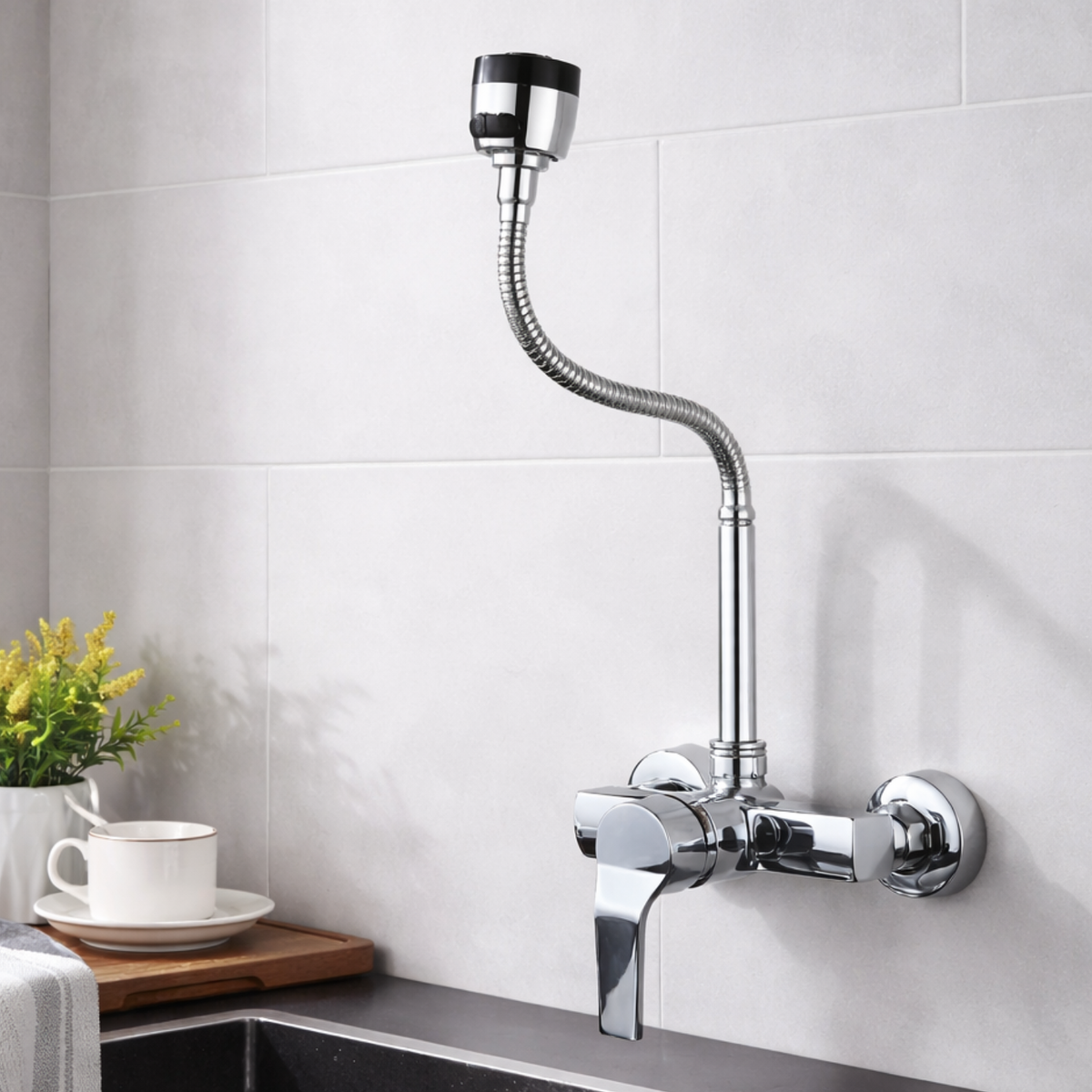Millcross Wall-Mounted Kitchen Faucet — 360° rotatable spout | Casa Norex