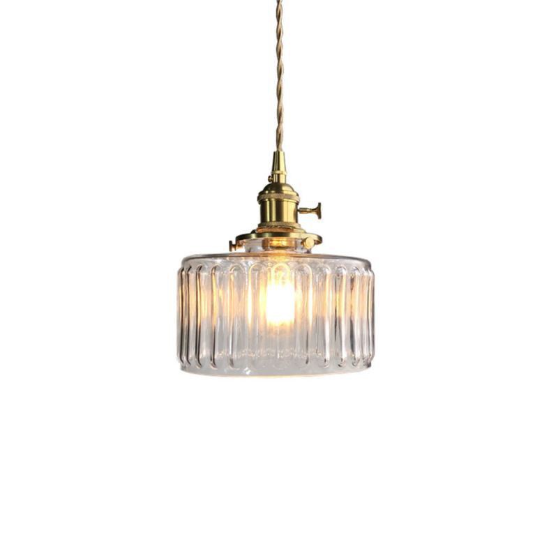 Vintage cylinder pendant light single-head hanging detail — Casa Norex