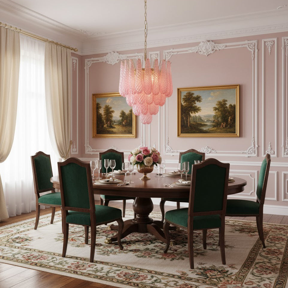 Viola Pink Drop Chandelier