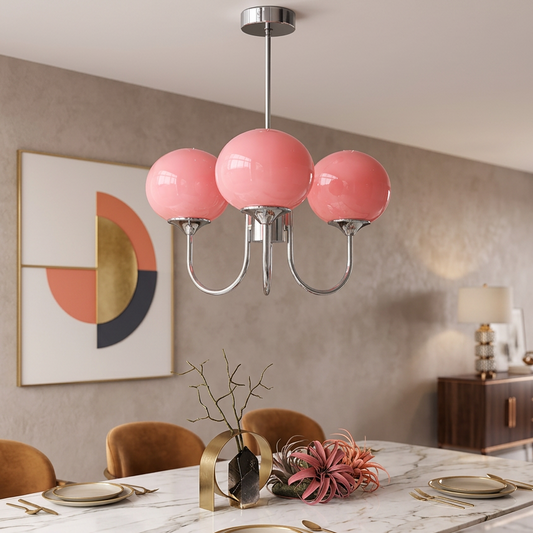 Marshmallow chandelier in modern living room - ambient glow - Casa Norex