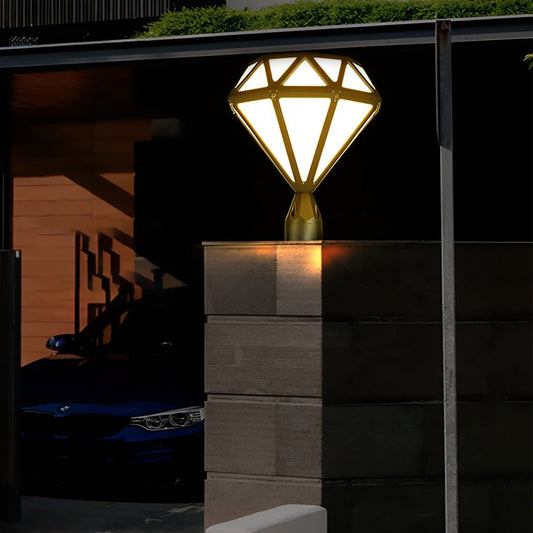 Facet diamond-cut outdoor pillar light, product view 2