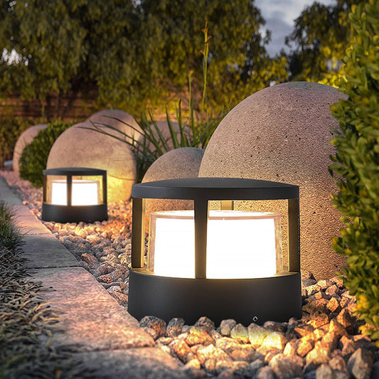 Double-layered round outdoor post light round outdoor post light black waterproof pathway light | Casa Norex