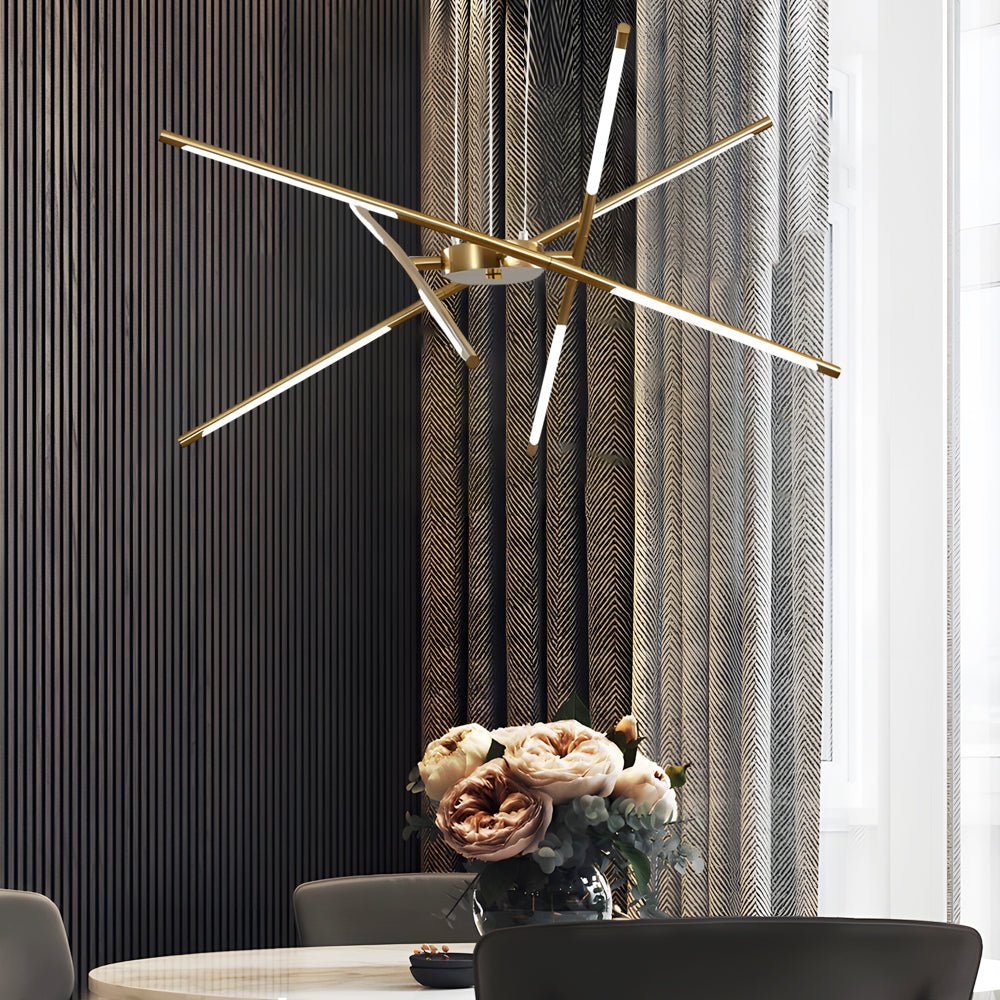 Sputnik chandelier in Black+Gold finish — angle view | Casa Norex