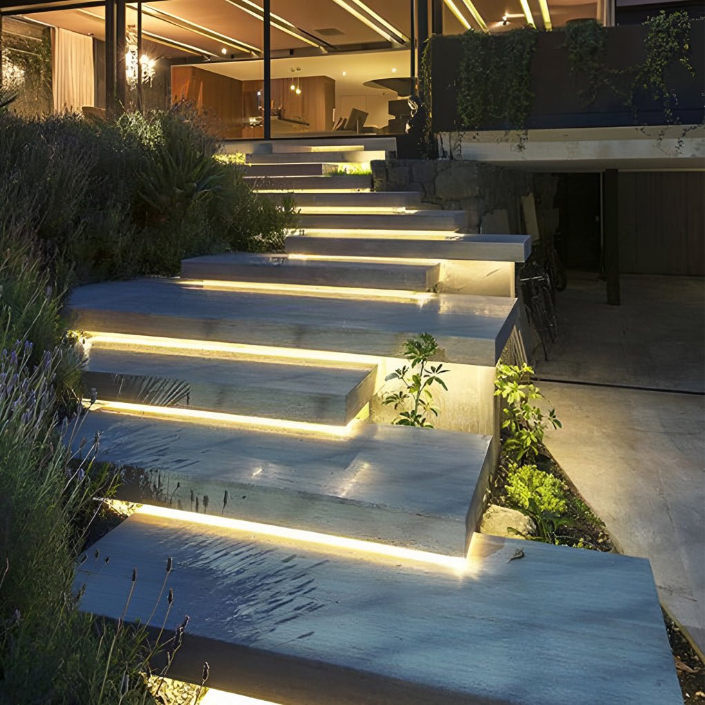 Outdoor LED strip light installed for stair lighting | Casa Norex