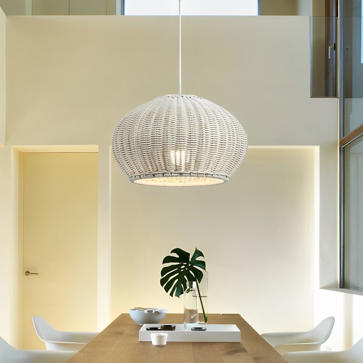 Woven rattan pendant lantern — iron frame with handwoven artificial rattan | Casa Norex