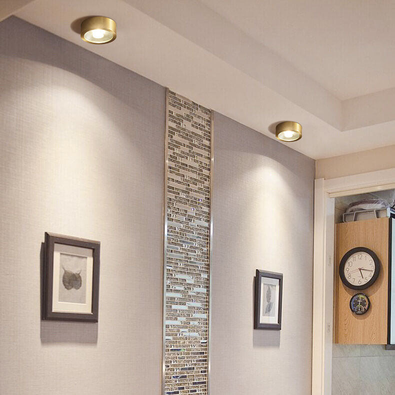 Flush Mount Ceiling Light corner angle view — copper-finished disc 2 | Casa Norex