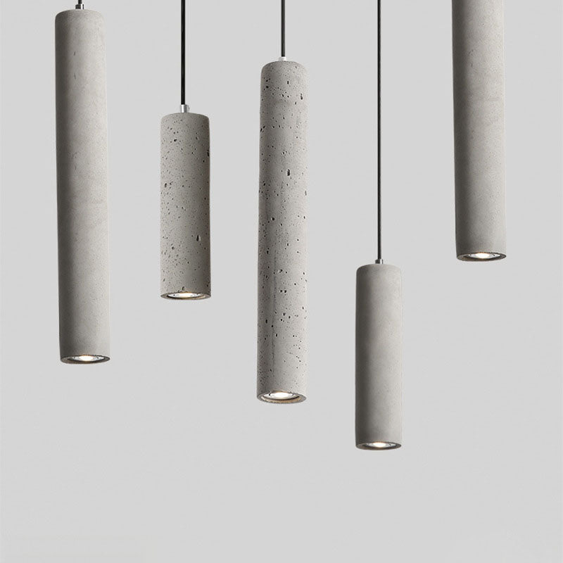 Pendant Light alternate angle detail — raw cement tube shade 2 | Casa Norex