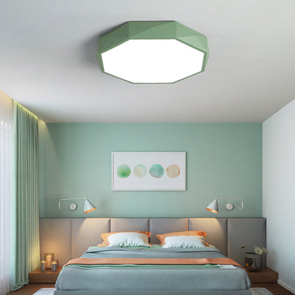 Flush Mount Ceiling Light side profile view — faceted iron and acrylic shade | Casa Norex