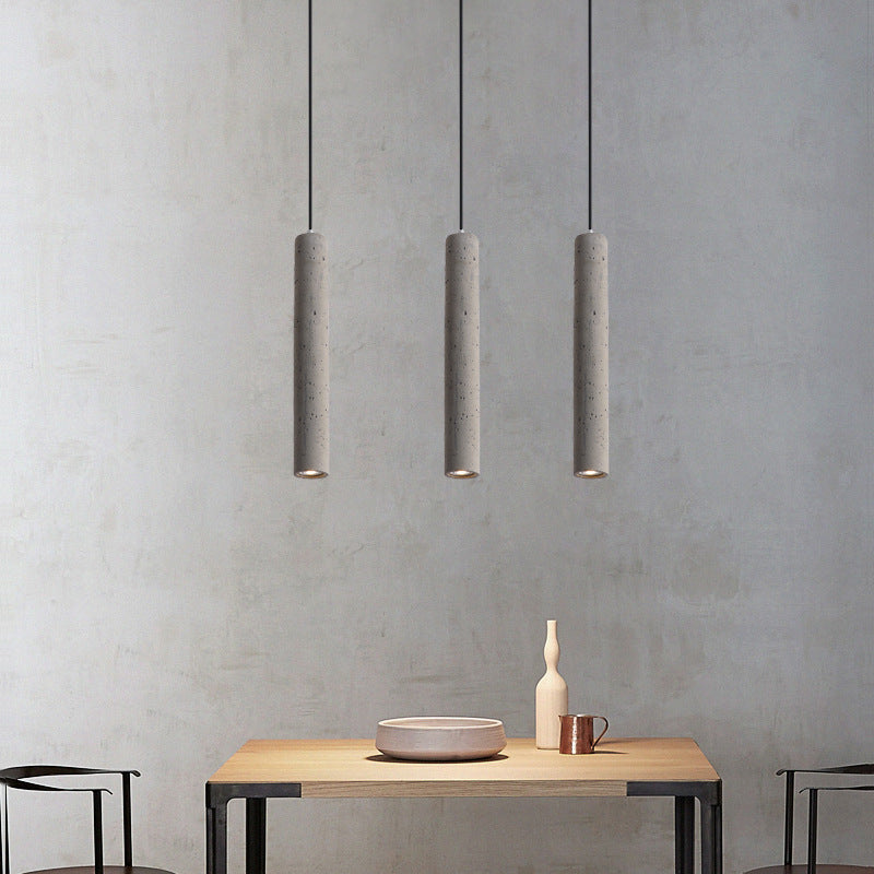 Pendant Light installed angle view — raw cement tube shade | Casa Norex
