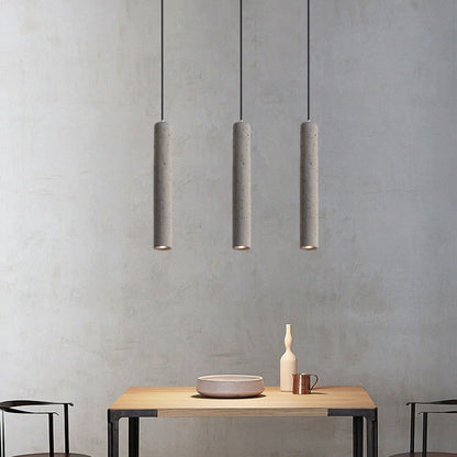 Pendant Light installed angle view — raw cement tube shade | Casa Norex