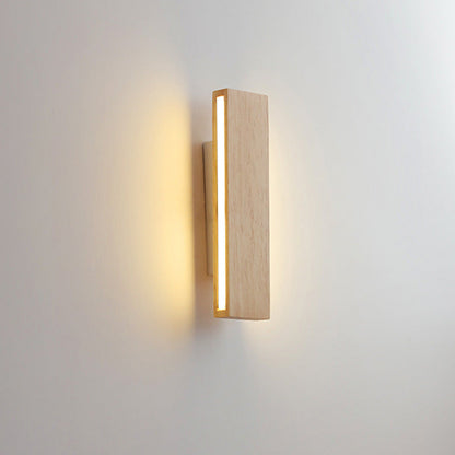 Wall Sconce scale reference view — solid wood frame with acrylic diffuser | Casa Norex