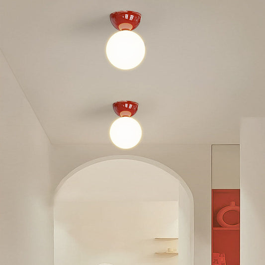 Semi-Flush Mount Ceiling Light — clear glass sphere in iron ring | Casa Norex