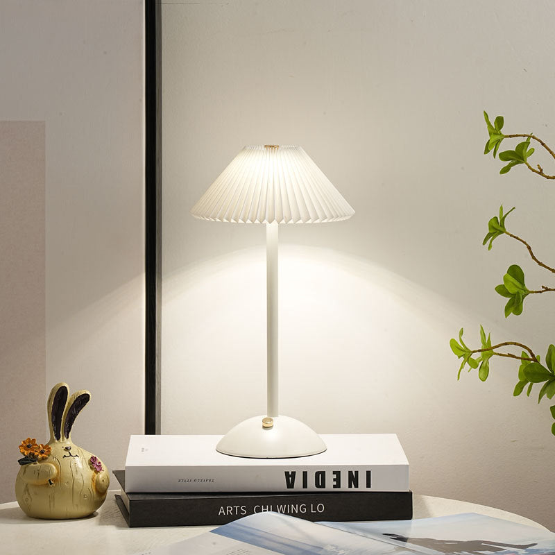 Scandinavian Pleated Fabric Rechargeable Table Lamp