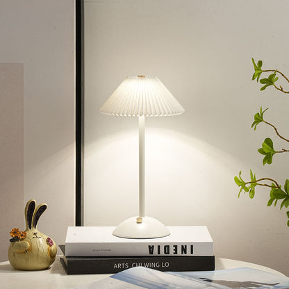 Scandinavian Pleated Fabric Rechargeable Table Lamp