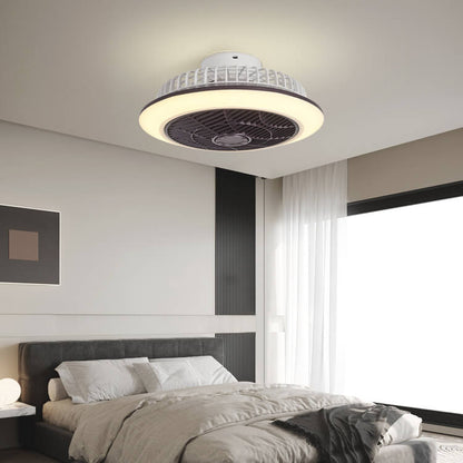 Modern Minimalist Round Cage Iron Acrylic LED Flush Mount Ceiling Fan Light For Living Room