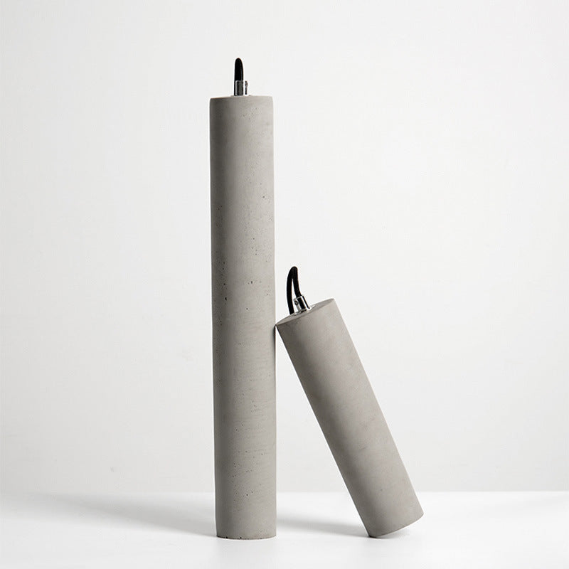 Pendant Light corner angle view — raw cement tube shade 2 | Casa Norex