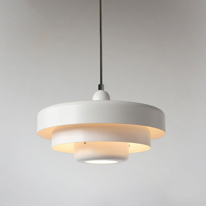 Pendant Light installed angle view — layered metal shade | Casa Norex