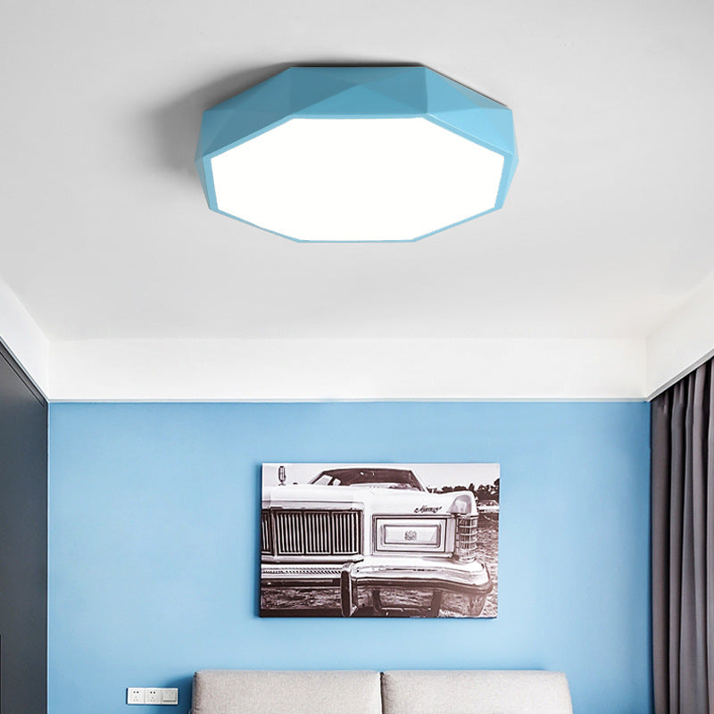 Flush Mount Ceiling Light top-down view — faceted iron and acrylic shade | Casa Norex