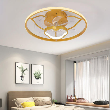 Gold Light Luxury Line Pattern Acrylic LED Flush Mount Ceiling Fan Light