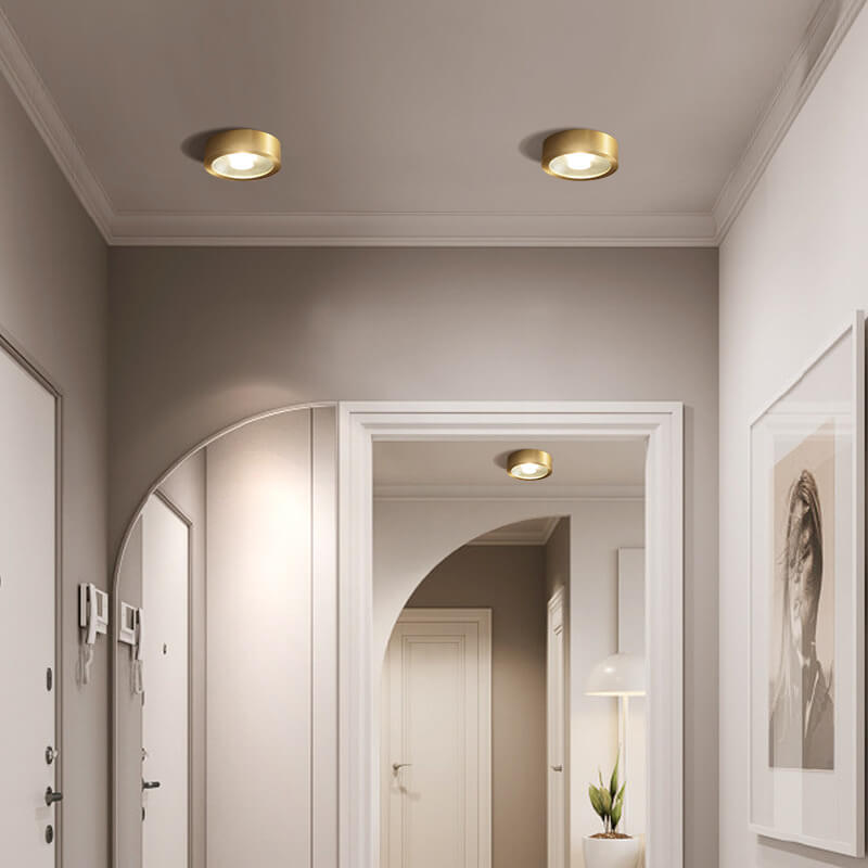 Flush Mount Ceiling Light alternate angle detail — copper-finished disc 2 | Casa Norex