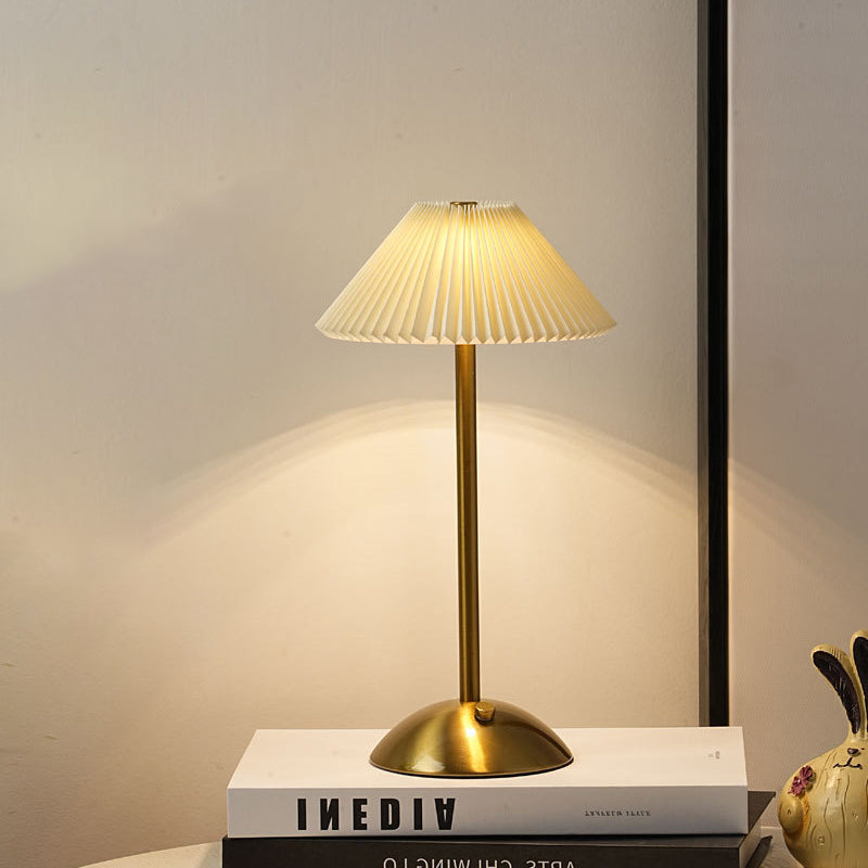 Scandinavian Pleated Fabric Rechargeable Table Lamp