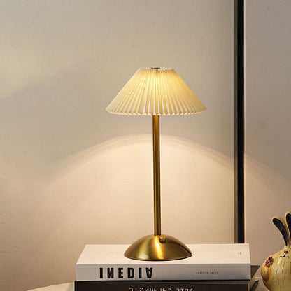 Scandinavian Pleated Fabric Rechargeable Table Lamp