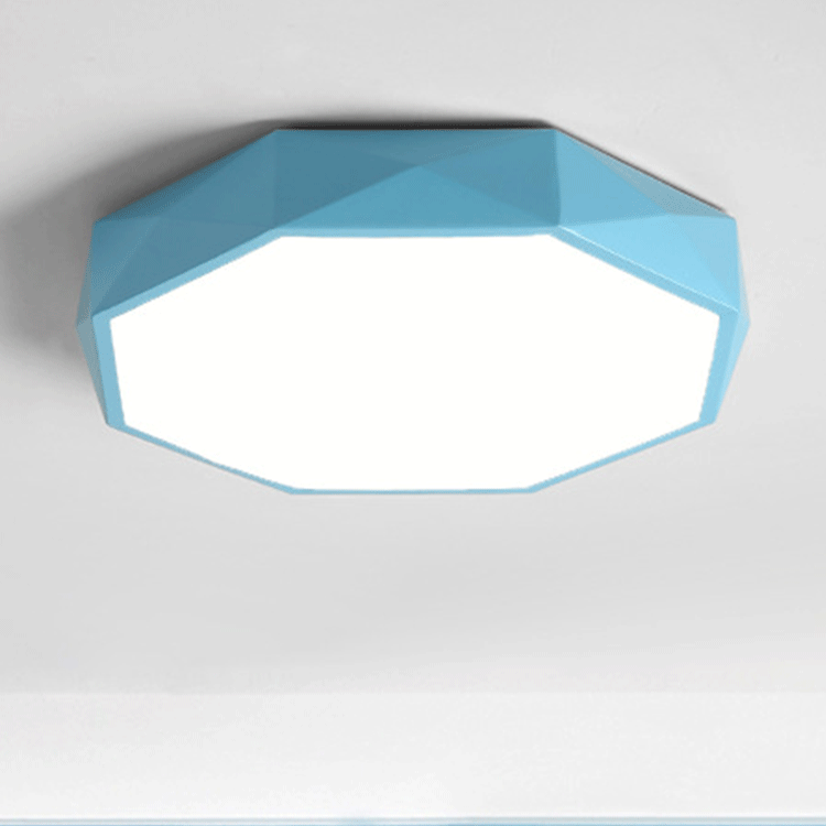 Flush Mount Ceiling Light installed angle view — faceted iron and acrylic shade | Casa Norex