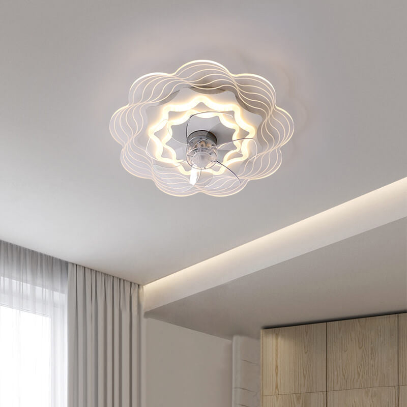 Modern Light Luxury Geometric Line Design LED Flush Mount Ceiling Fan Light