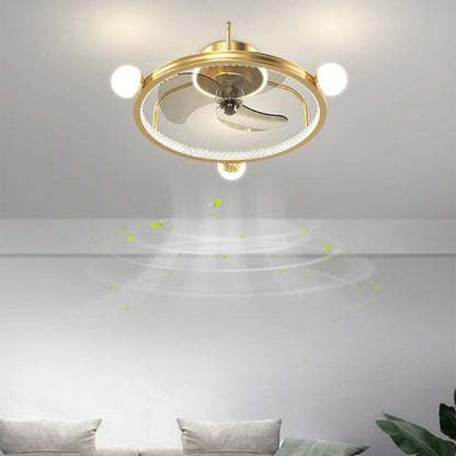 Modern Light Luxury Circle Full Star Design LED Flush Mount Ceiling Fan Light