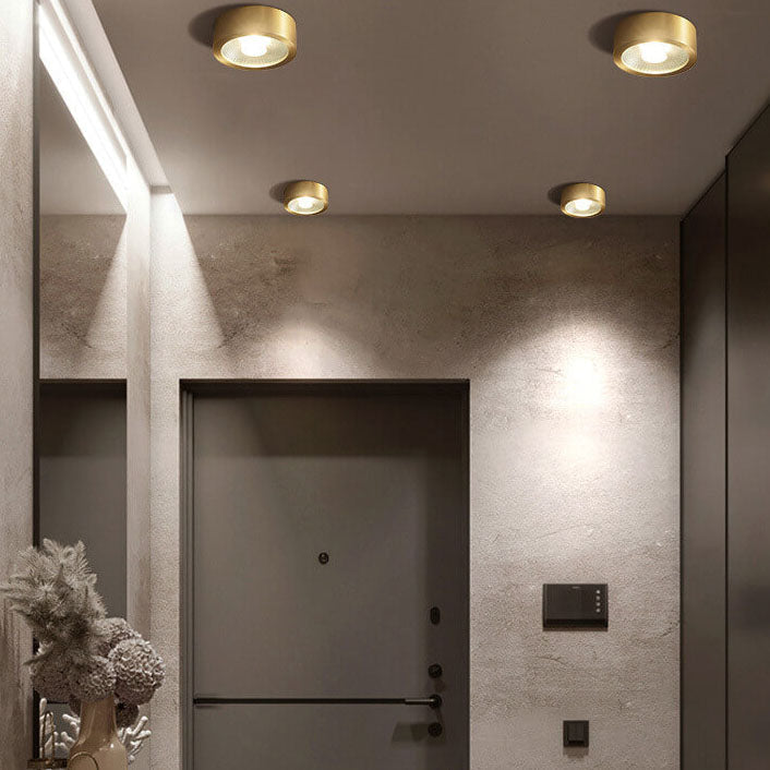 Flush Mount Ceiling Light installed angle view — copper-finished disc | Casa Norex
